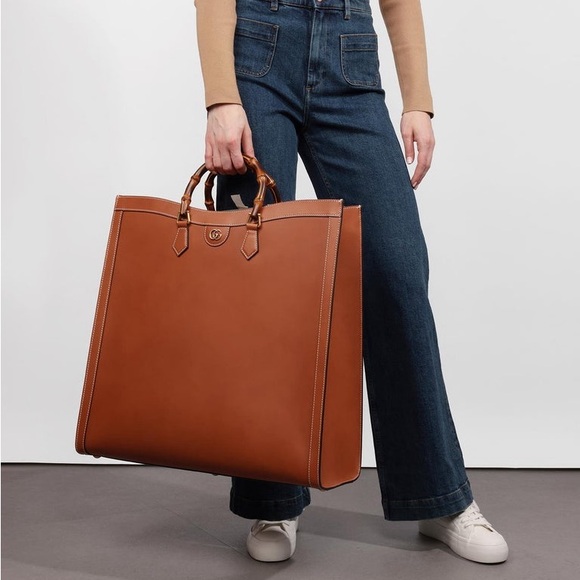 Gucci Handbags - Gucci Leather Maxi bamboo Tote